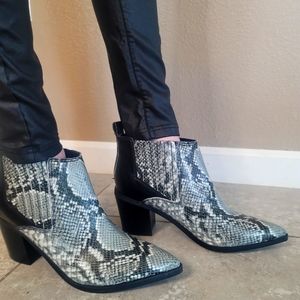Marc Fisher Faux Leather Snakeskin Ankle Boots NWT